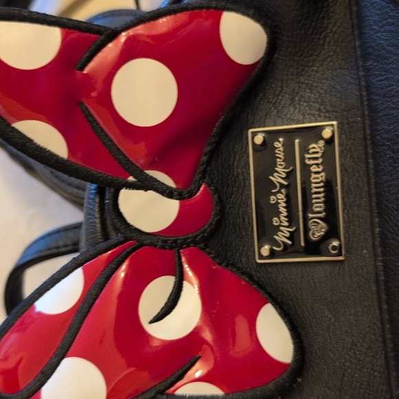Loungefly Disney Minnie Mouse Backpack Black Red Bow Mickey Studs And Ears - Picture 2 of 16